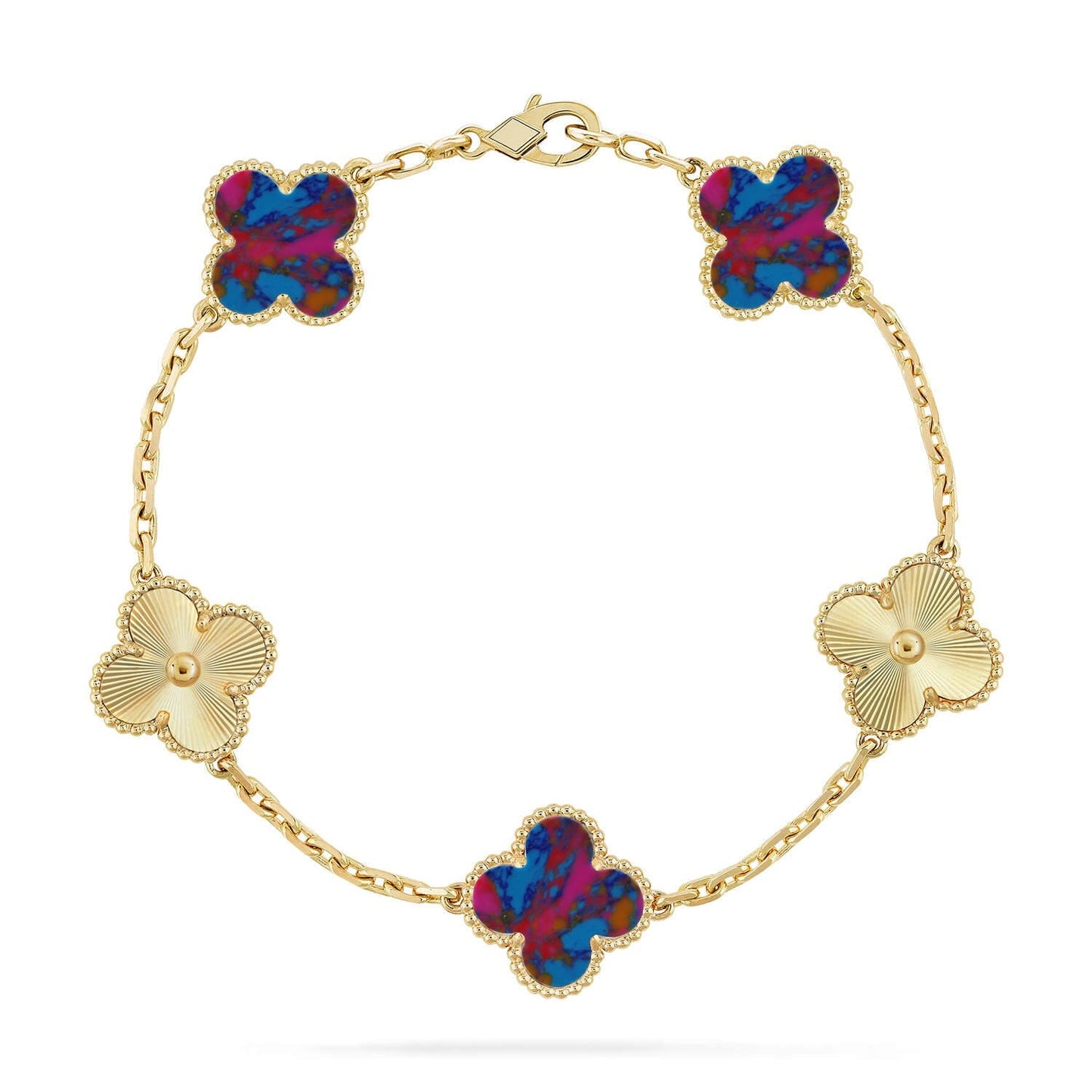 [Lume Jewelry]New CLOVER 5 MOTIF COLOR GEMSTONES BRACELET COLLECTION