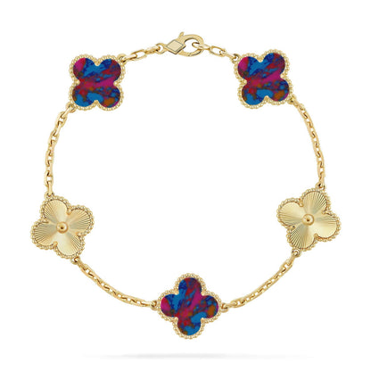 [Lume Jewelry]New CLOVER 5 MOTIF COLOR GEMSTONES BRACELET COLLECTION