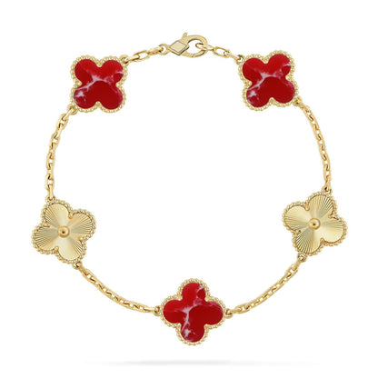 [Lume Jewelry]New CLOVER 5 MOTIF RED PATTERN BRACELET COLLECTION