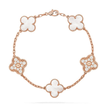 [Lume Jewelry]New CLOVER WHITE PEARL MOP 5 MOTIF BRACELET COLLECTION