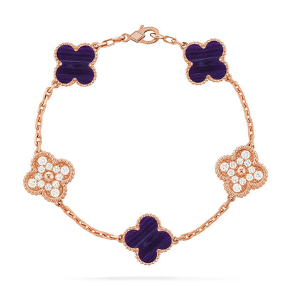 [Lume Jewelry]New CLOVER 5 MOTIF PURPLE STRIPES BRACELET COLLECTION