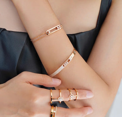 [Lume Jewelry]Move Noa Rose Gold Pavé Diamond Bangle Bracelet