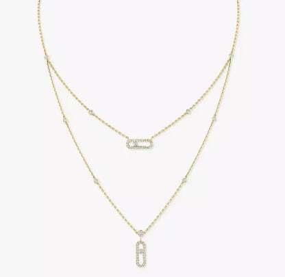 [Lume Jewelry] MS Double-Circle Full-Diamond Necklace