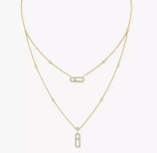 [Lume Jewelry] MS Double-Circle Full-Diamond Necklace