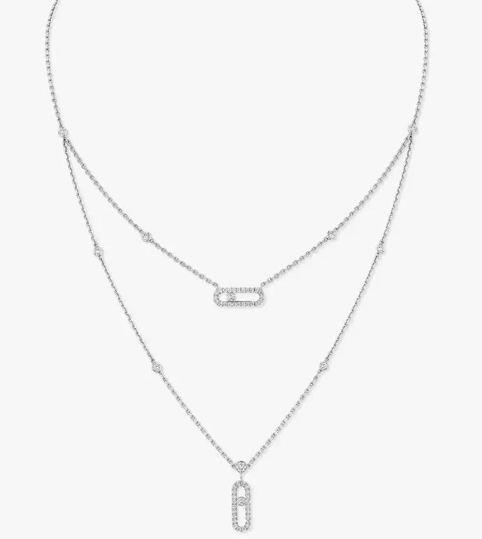 [Lume Jewelry] MS Double-Circle Full-Diamond Necklace