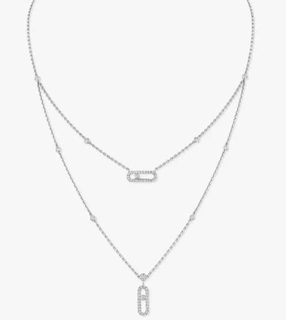 [Lume Jewelry] MS Double-Circle Full-Diamond Necklace