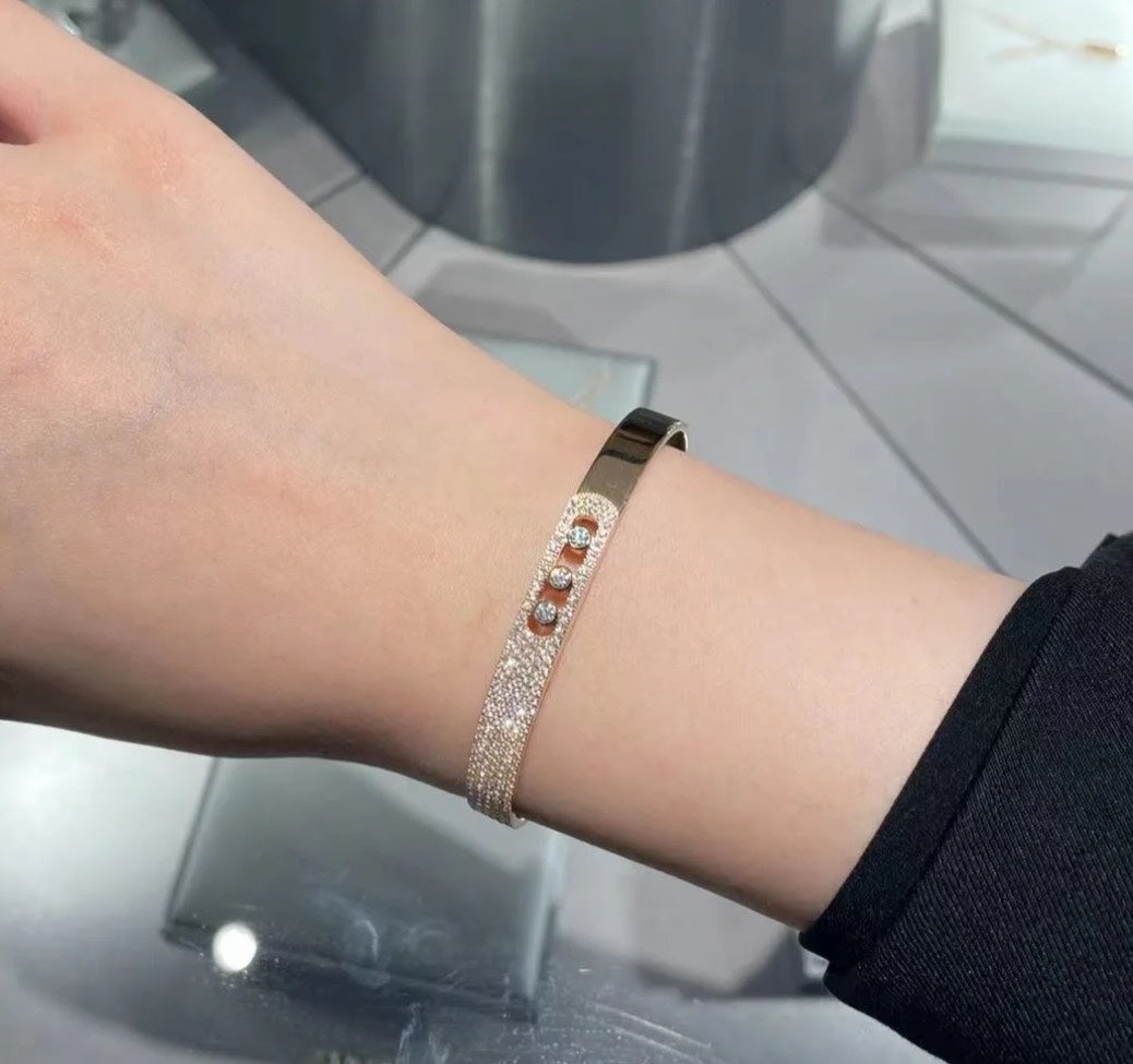 [Lume Jewelry]Move Noa Rose Gold Pavé Diamond Bangle Bracelet