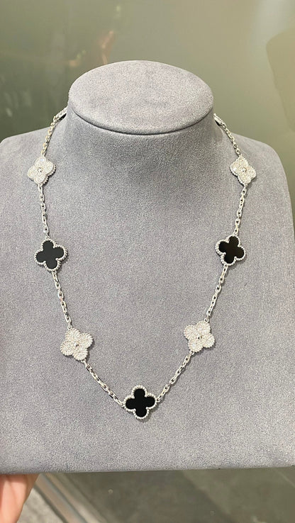 [Lume Jewelry] Four-Leaf Clover Ten Elements Panda Diamond Silver Necklace