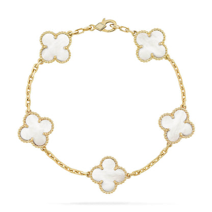 [Lume Jewelry]New CLOVER WHITE PEARL MOP 5 MOTIF BRACELET COLLECTION
