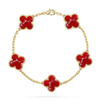 [Lume Jewelry]New CLOVER 5 MOTIF RED PATTERN BRACELET COLLECTION