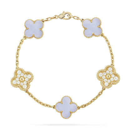 [Lume Jewelry]New  CLOVER 5 MOTIF PURPLE CHALCEDONY BRACELET COLLECTION