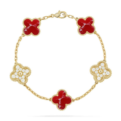[Lume Jewelry]New CLOVER 5 MOTIF RED PATTERN BRACELET COLLECTION