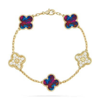[Lume Jewelry]New CLOVER 5 MOTIF COLOR GEMSTONES BRACELET COLLECTION