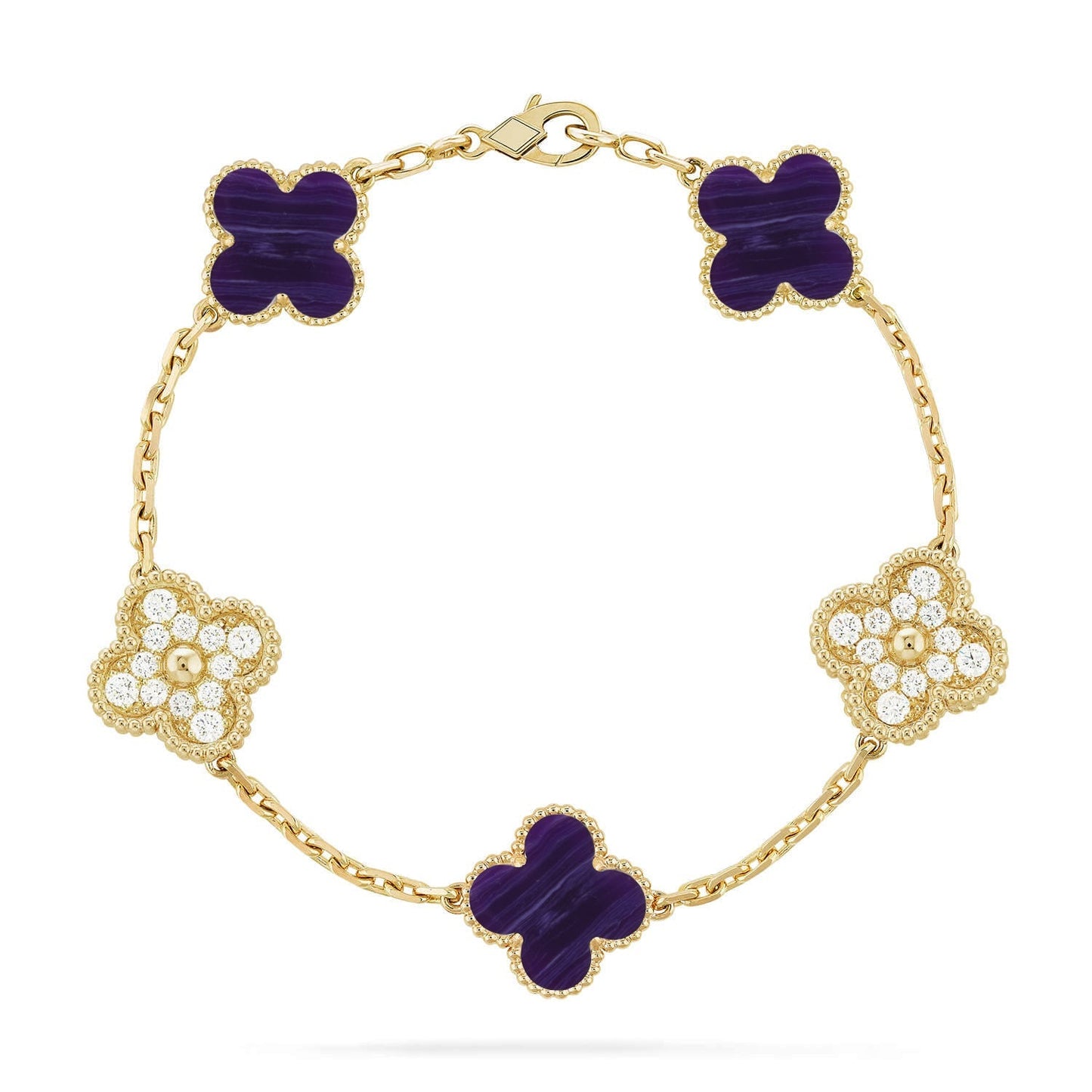 [Lume Jewelry]New CLOVER 5 MOTIF PURPLE STRIPES BRACELET COLLECTION
