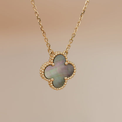 Lume Jewelry クローバー 15MM グレー マザーオブパール ネックレス