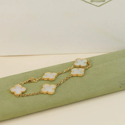 [Lume Jewelry]New CLOVER WHITE PEARL MOP 5 MOTIF BRACELET COLLECTION