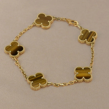 [Lume Jewelry]New  CLOVER 5 MOTIFS TIGER EYE BRACELET COLLECTION