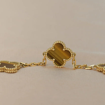 [Lume Jewelry]New  CLOVER 5 MOTIFS TIGER EYE BRACELET COLLECTION