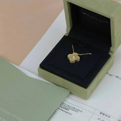 Lume Jewelry クローバー 15MM ダイヤモンド ゴールド マザーオブパール ネックレス