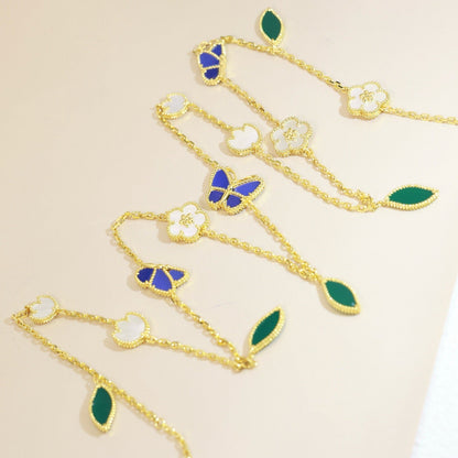 [Lume Jewelry]LUCKY SPRING BUTTERFLY 15 FLOWER NECKLACE