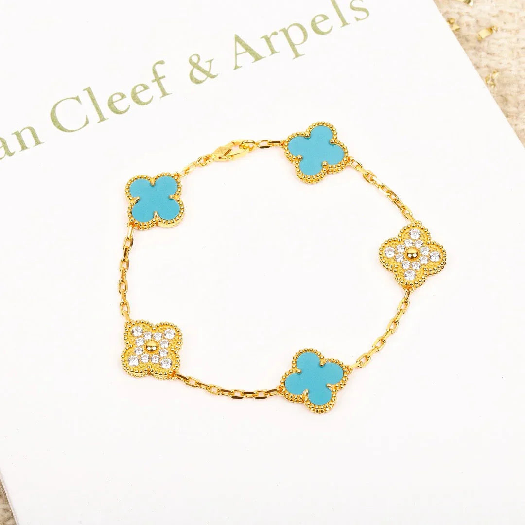 [Lume Jewelry]New  CLOVER 5 MOTIF TURQUOISE BRACELET COLLECTION