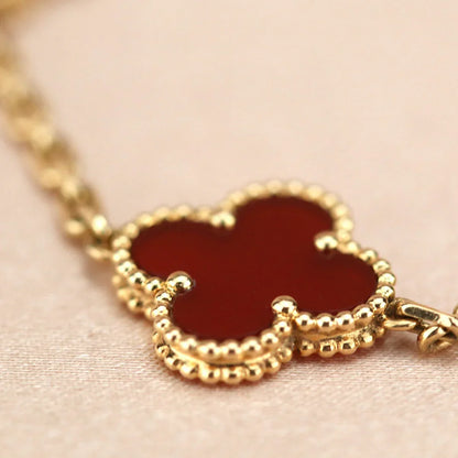 [Lume Jewelry]New  CLOVER 5 MOTIF RED CORNELIAN BRACELET COLLECTION