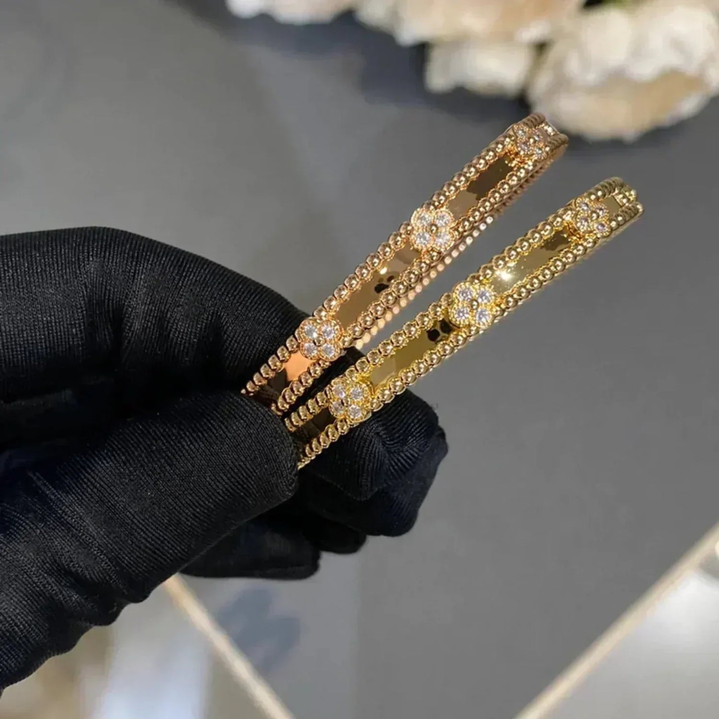 Lume Jewelry クローバーブレスレット 4mm ダイヤモンド