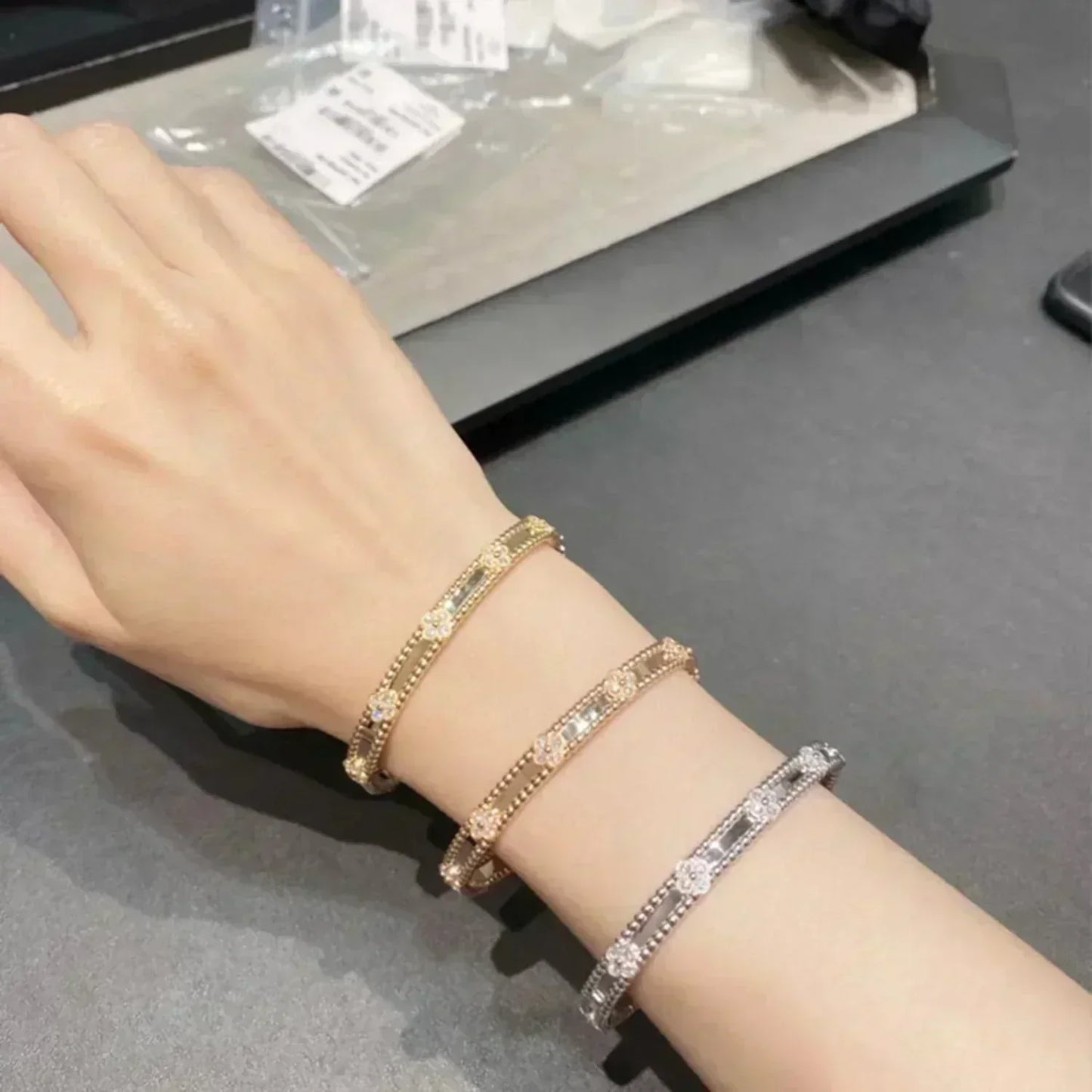 Lume Jewelry クローバーブレスレット 4mm ダイヤモンド