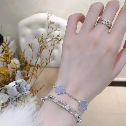 [Lume Jewelry]New  CLOVER 5 MOTIF PURPLE CHALCEDONY BRACELET COLLECTION