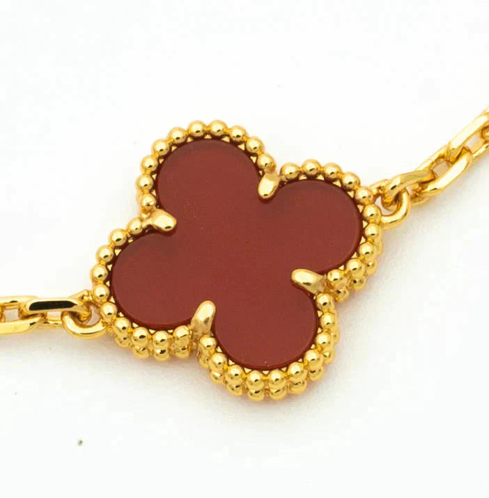 [Lume Jewelry]New  CLOVER 5 MOTIF RED CORNELIAN BRACELET COLLECTION