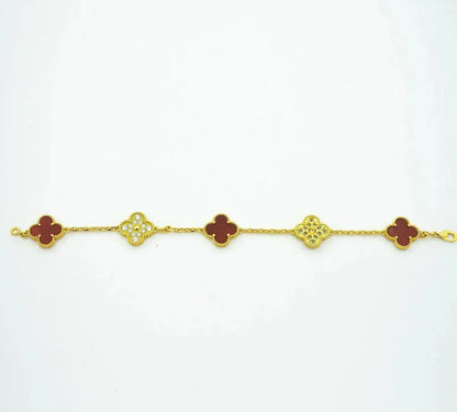 [Lume Jewelry]New  CLOVER 5 MOTIF RED CORNELIAN BRACELET COLLECTION