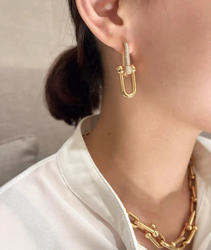[Lume Jewelry]TF HORSESHOE BUCKLE DIAMOND EARRINGS