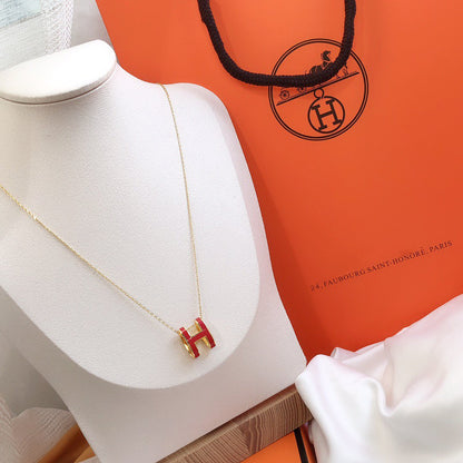 Lume Jewelry HM CLIC レッドエナメル ゴールドネックレス