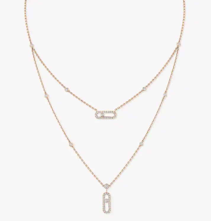 [Lume Jewelry] MS Double-Circle Full-Diamond Necklace