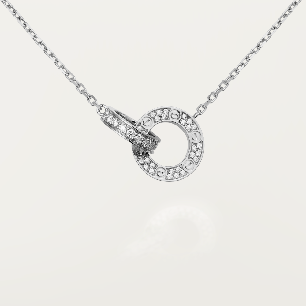 『Lume Jewelry』LOVE 7.6MM ネックレス ローズゴールド＆シルバー フルダイヤモンド