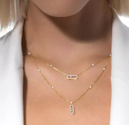 [Lume Jewelry] MS Double-Circle Full-Diamond Necklace