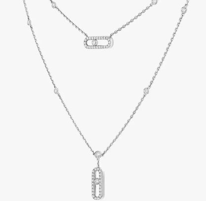 [Lume Jewelry] MS Double-Circle Full-Diamond Necklace