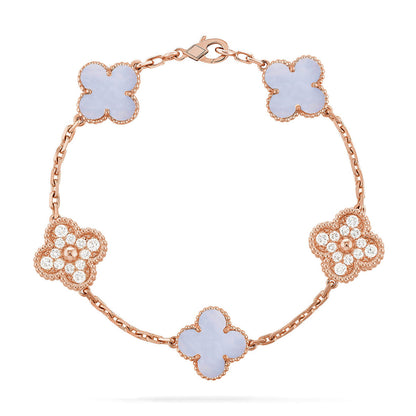 [Lume Jewelry]New  CLOVER 5 MOTIF PURPLE CHALCEDONY BRACELET COLLECTION