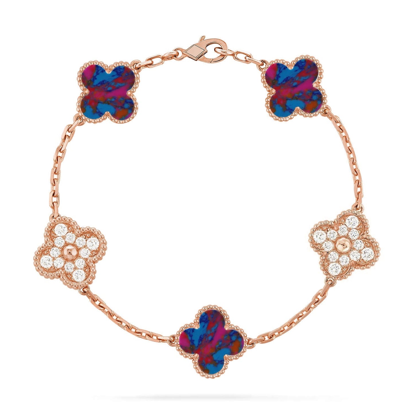 [Lume Jewelry]New CLOVER 5 MOTIF COLOR GEMSTONES BRACELET COLLECTION