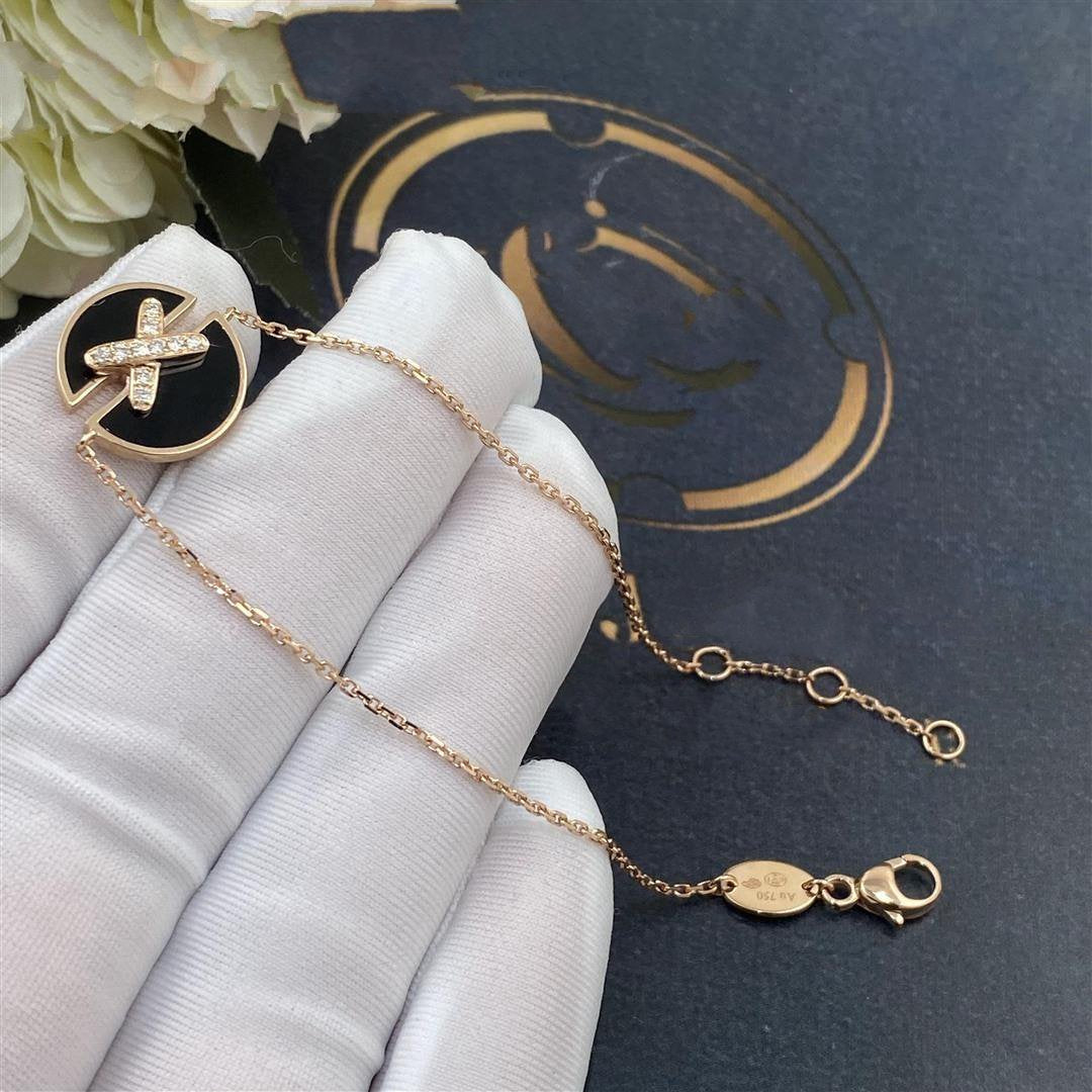 「Lume Jewelry」ピンクゴールドオニキスダイヤモンドブレスレット