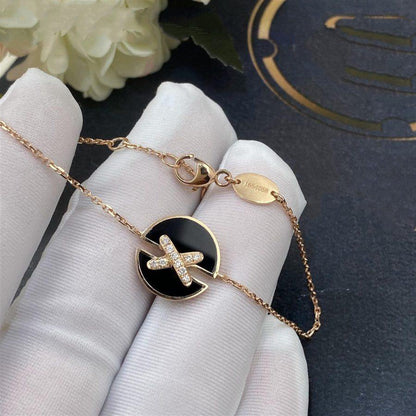 「Lume Jewelry」ピンクゴールドオニキスダイヤモンドブレスレット