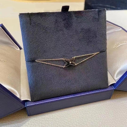 Lume Jewelry JEUX ブレスレット オニキス ピンクゴールド 1ダイヤモンド