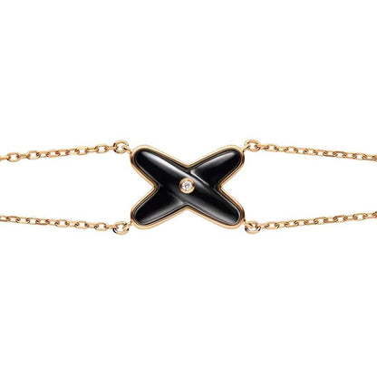 Lume Jewelry JEUX ブレスレット オニキス ピンクゴールド 1ダイヤモンド