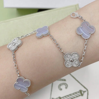 [Lume Jewelry]New  CLOVER 5 MOTIF PURPLE CHALCEDONY BRACELET COLLECTION