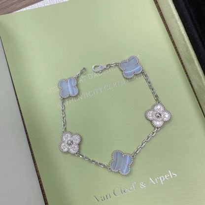[Lume Jewelry]New  CLOVER 5 MOTIF PURPLE CHALCEDONY BRACELET COLLECTION