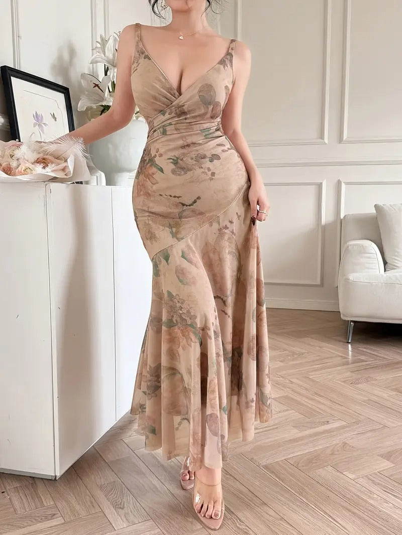 women's floral print maxi dress flowy a line formal casual - Temu