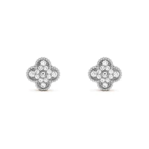 ¡®Lume Jewelry¡¯CLOVER 1 MOTIFS DIAMOND STUD EARRINGS SILVER
