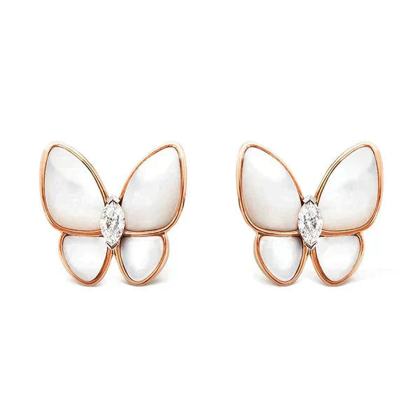 Lume Jewelry バタフライ マザーオブパール ダイヤモンド ピアス