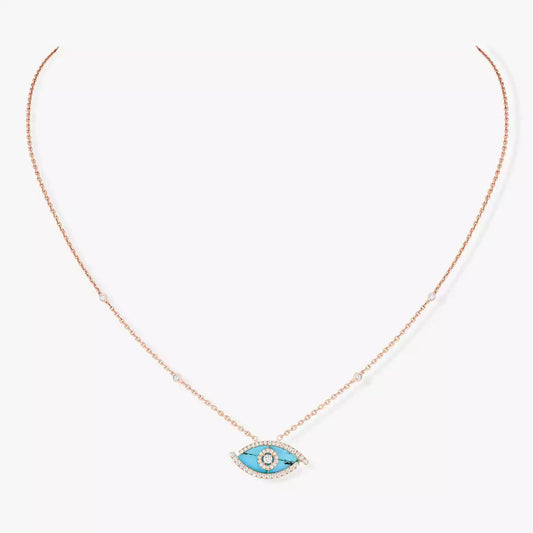 [Lume Jewelry]Lucky Eye Diamond Necklace in Rose Gold and Turquoise