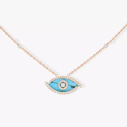 [Lume Jewelry]Lucky Eye Diamond Necklace in Rose Gold and Turquoise